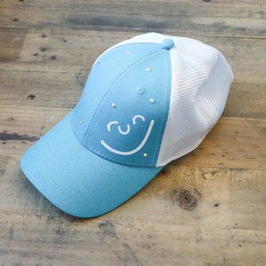 Teal Crystal Studded Run Smiley Trucker Hat